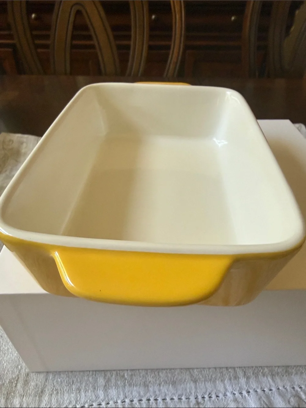 Crate&Barrel Yellow Ceramic Rectangular Baker Casserole dish stoneware